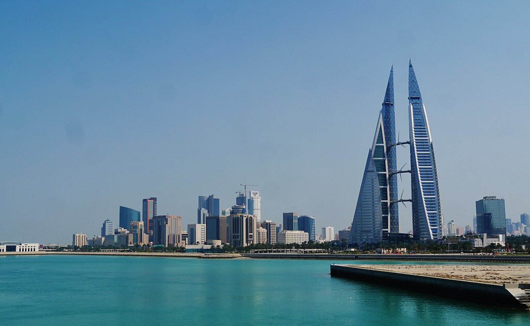 Manama skyline with modern towers and traditional architecture
